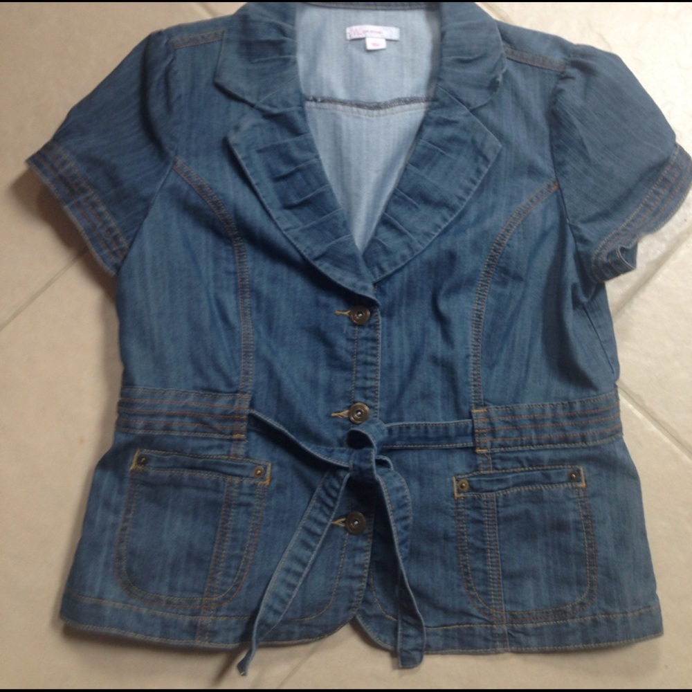 Last week posted jean jacket shirt sleeves Sz L