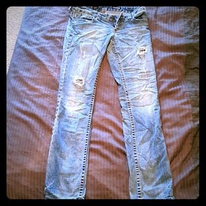 Distressed Express skinney jeans