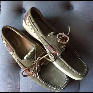 Olive Sperry Boat Shoes