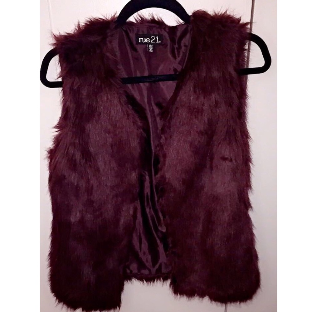 Burgundy Faux Fur Vest