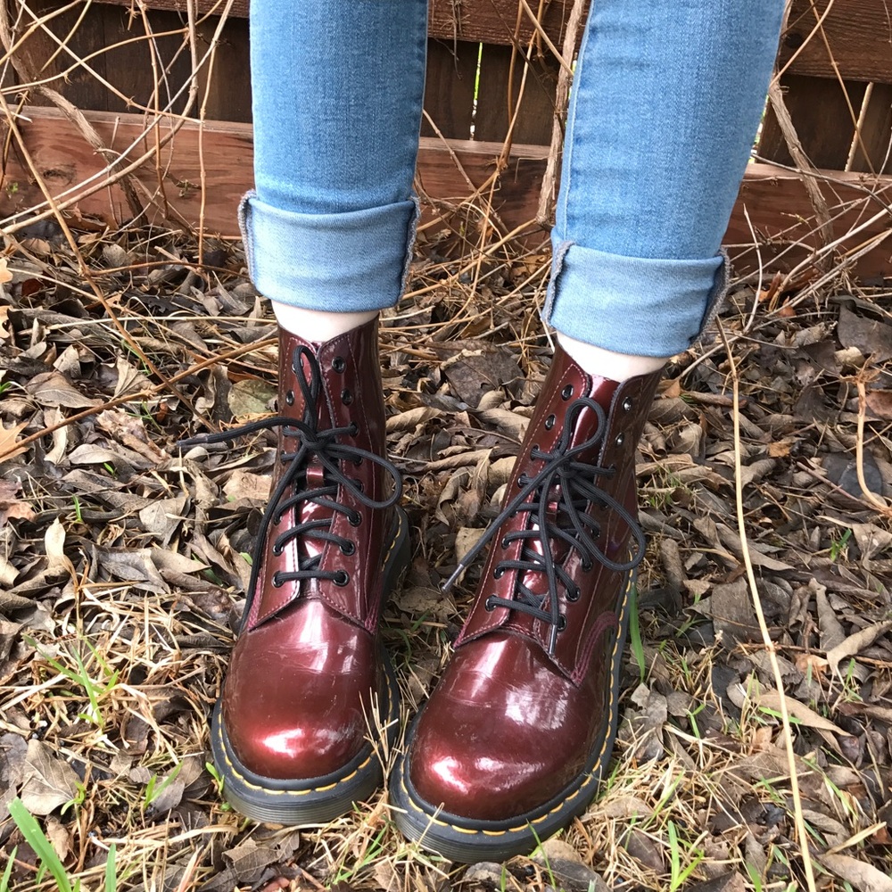Dr.Martens Boots Shiny Maroon Size 9