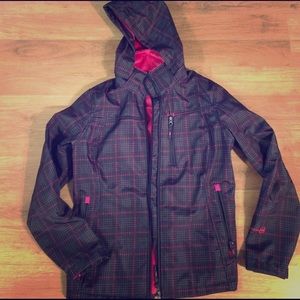 Black/Pink Zip Rain Coat