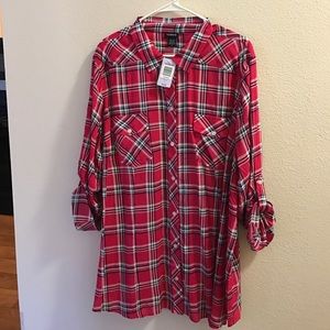 Pink Plaid Torrid Button Down Shirt - Size 4