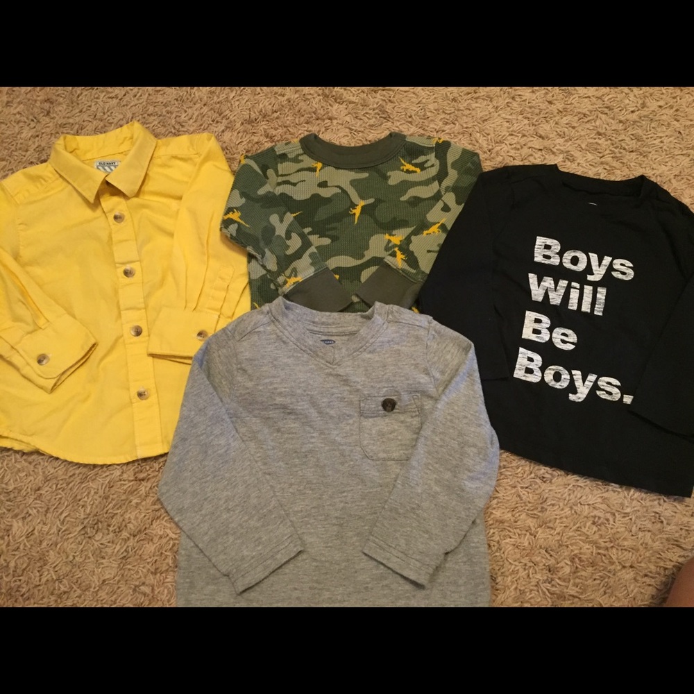 Lot of 4 Old Navy Boys 18-24M Long Sleeve Shirts