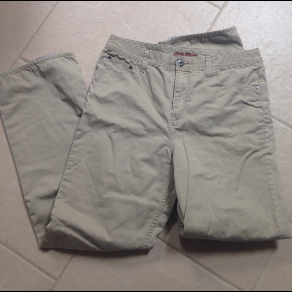 Eddie Bauer flannel lined khaki pants Sz10