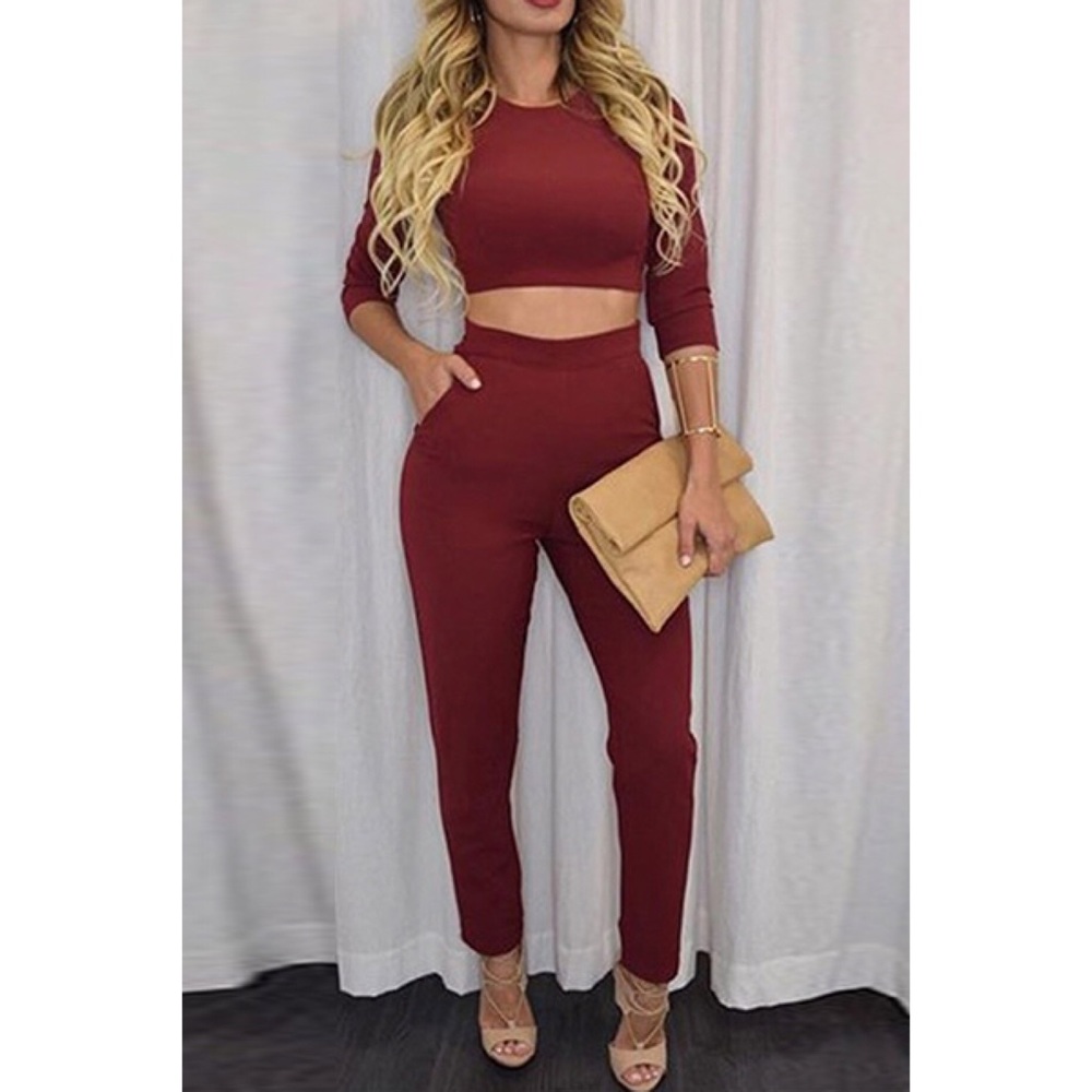 Burgundy Two Piece Set