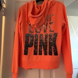 Sparkle Love Pink zip up
