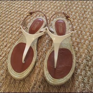 Michael Kors cream raffia sandals