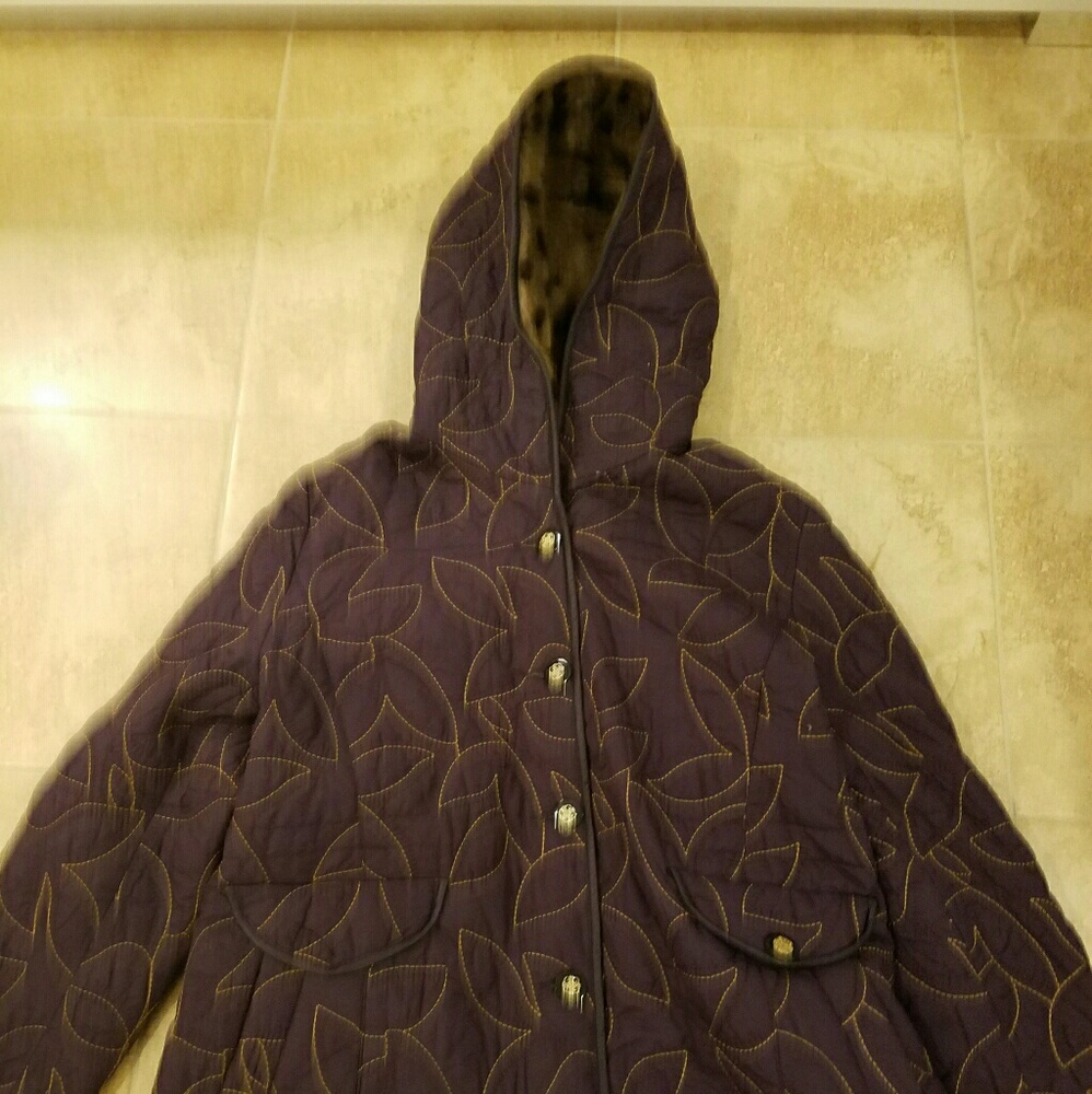 Purple coat with fur inside very warm