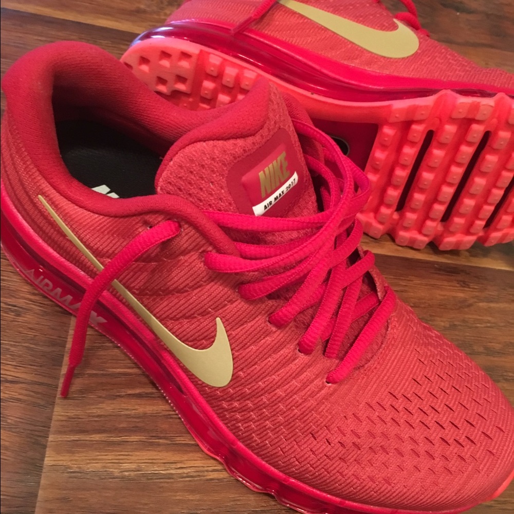 Nike iD Air Max 2017 Red and Gold Women's Size 8
