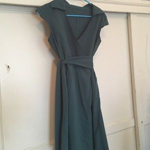 New vintage turquoise wrap dress