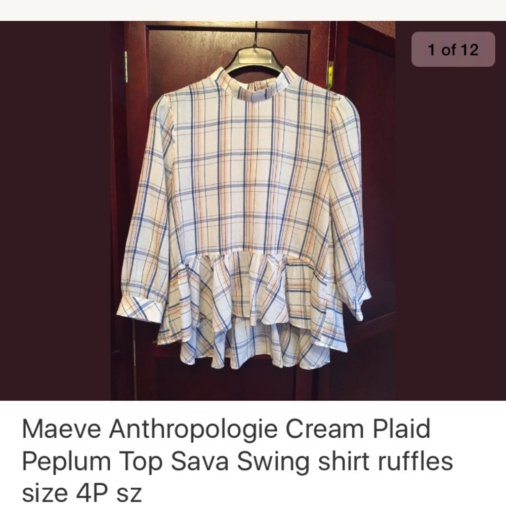 Maeve Anthropologie peplum ruffle shirt top 4P