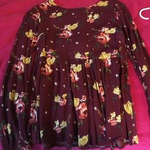 Maroon floral too with lace back