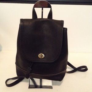 Vintage Coach Black Leather Backpack