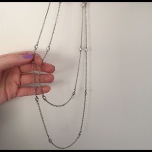 Long, layered, silver Express necklace
