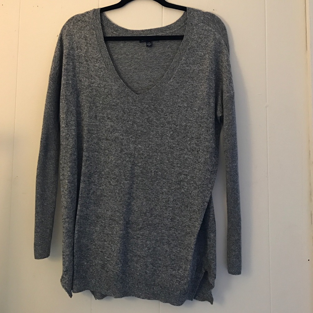 American Eagle Grey Scoop Neck Sweater