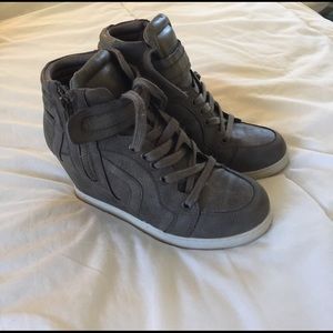 Olive green wedge booties