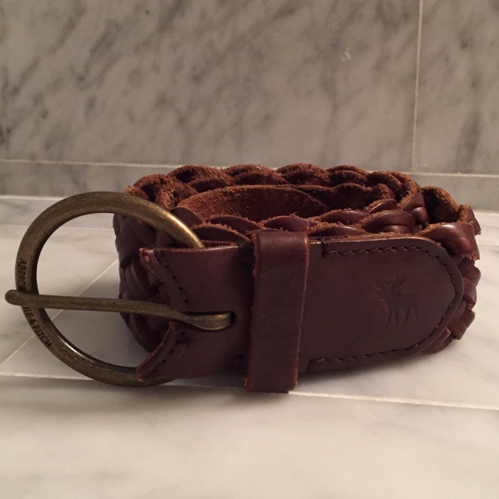 Brown braided leather belt