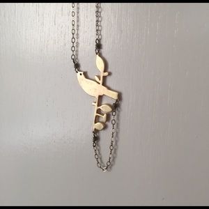 Long, gold Banana Republic bird necklace
