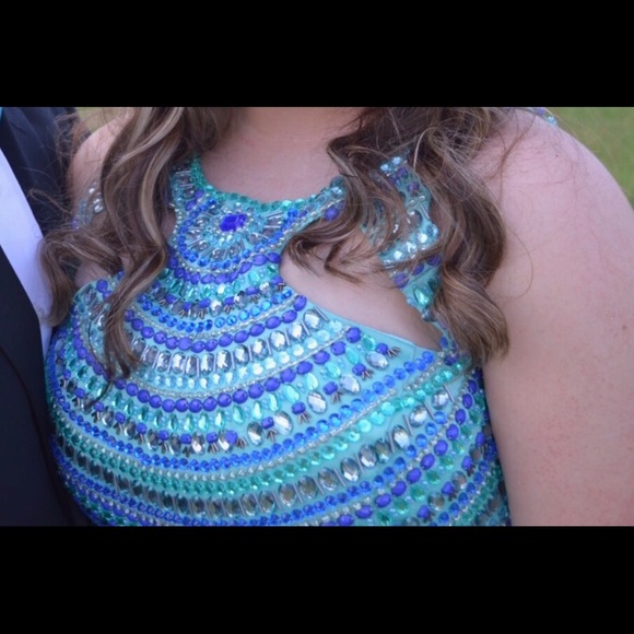 Rachel Allen Prom Dress aqua blue - Picture 1 of 4