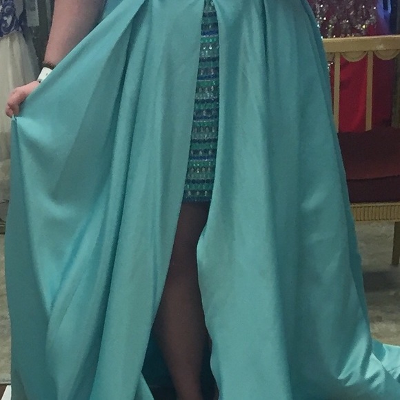 Rachel Allen Prom Dress aqua blue - Picture 3 of 4