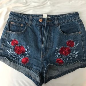 H&M Shorts - Coachella rose embroidered shorts from H&M H&M Shorts - Coachella rose embroidered shorts from H&M