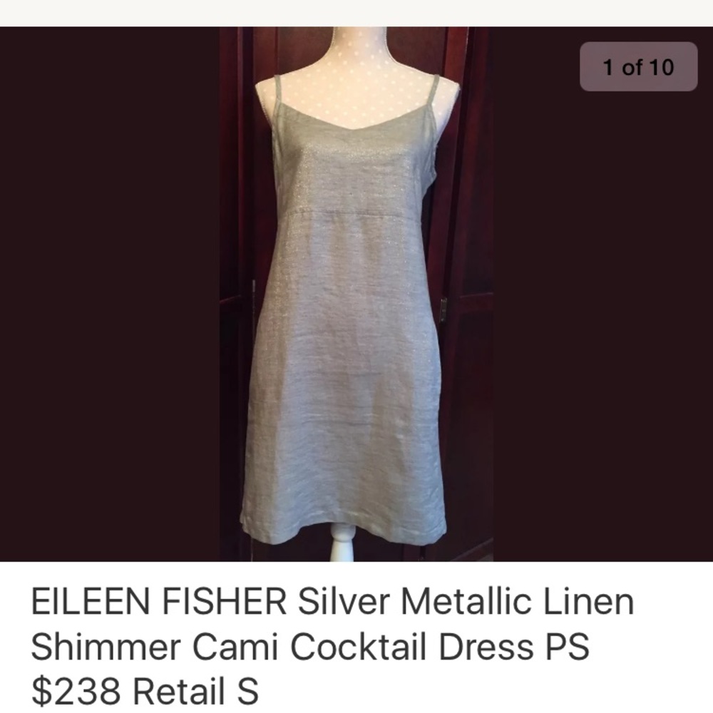 Eileen Fisher silver metallic shimmer dress sz SP