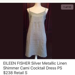 Eileen Fisher silver metallic shimmer dress sz SP