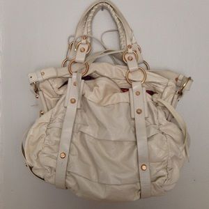 Francesco Biasia cream leather tote.