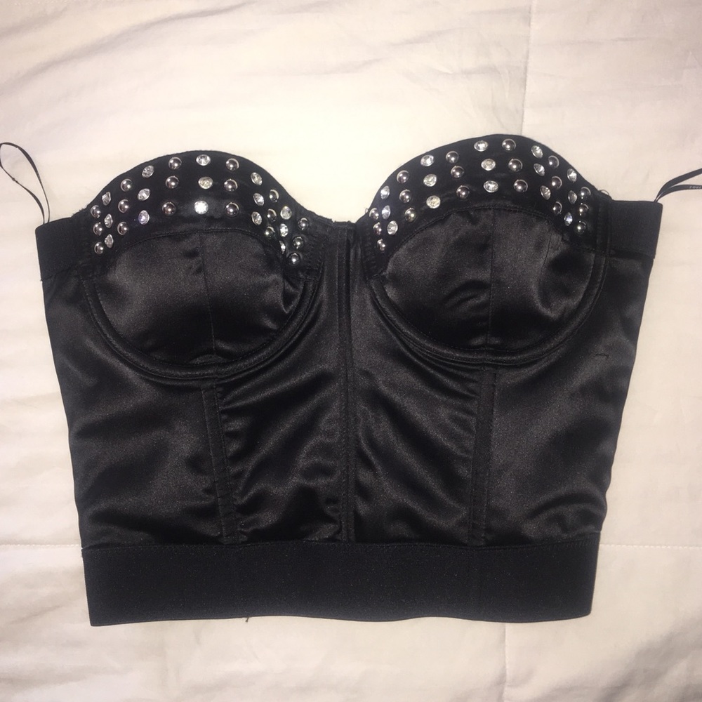 Black, studded corset/bustier crop top