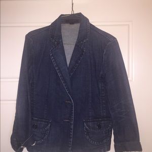 Express three-quarter sleeve denim blazer
