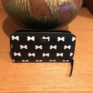 Kate Spade black with white bows wallet
