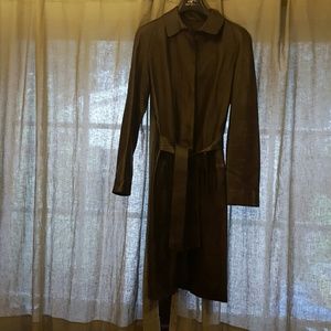 Burberry prorsum brown leather trench coat
