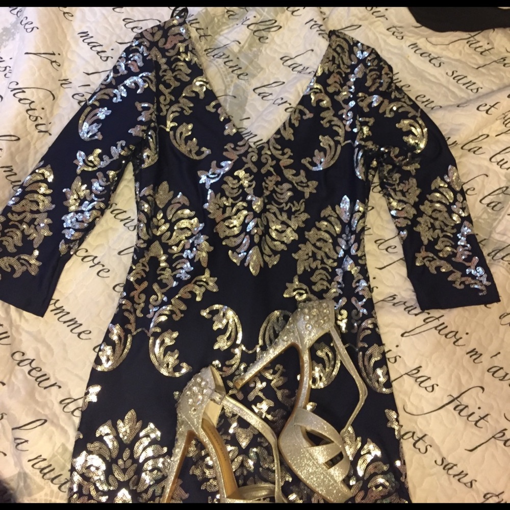 *SOLD* Blue and Silver Cocktail Dress