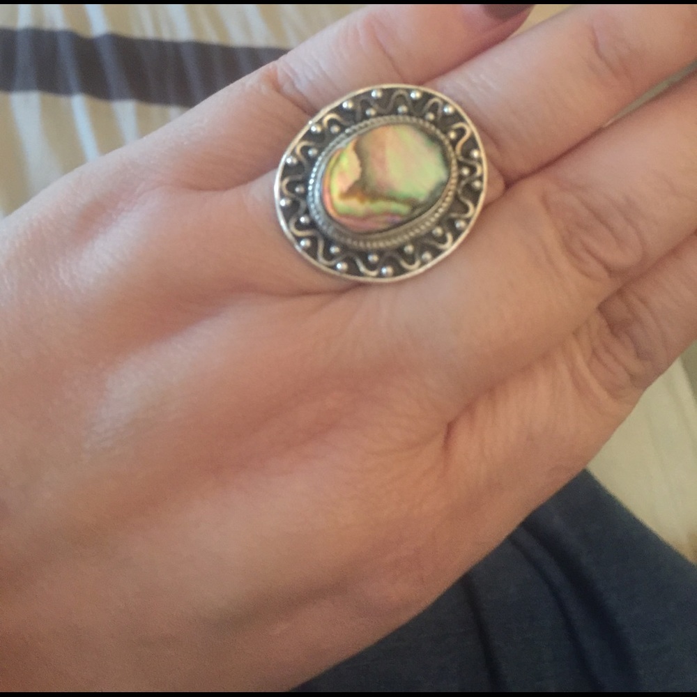 Vintage 1950 Sterling abalone ring - Picture 4 of 4