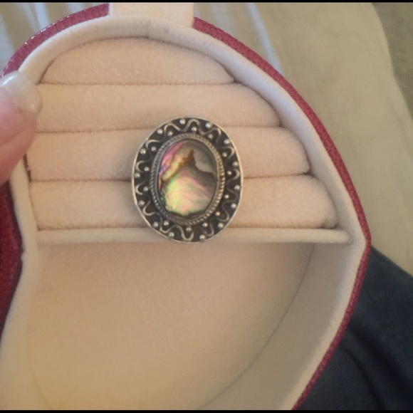 vintage Jewelry - Vintage 1950 Sterling abalone ring