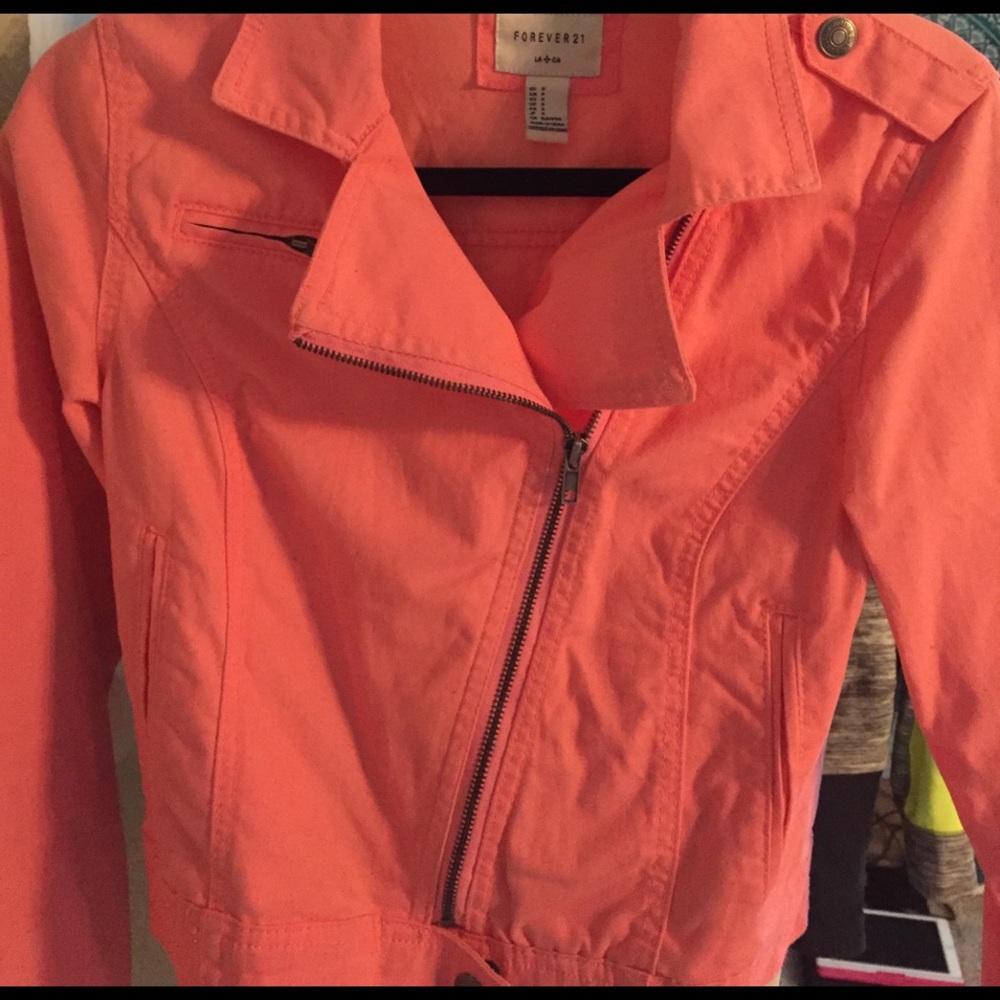 Bright pink denim jacket