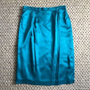 Silk Vintage Teal Pleated Skirt