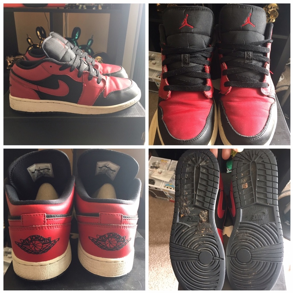Pre-owned Jordan 1 Black/Red GS Size 7Y