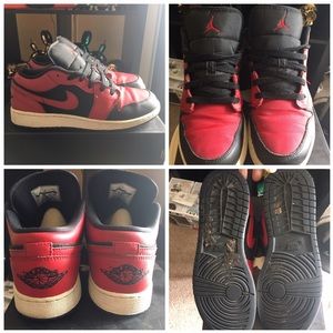 Pre-owned Jordan 1 Black/Red GS Size 7Y