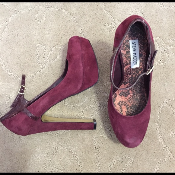 Fun Wine Colored Steve Madden Heels - Size 8 - Picture 2 of 2