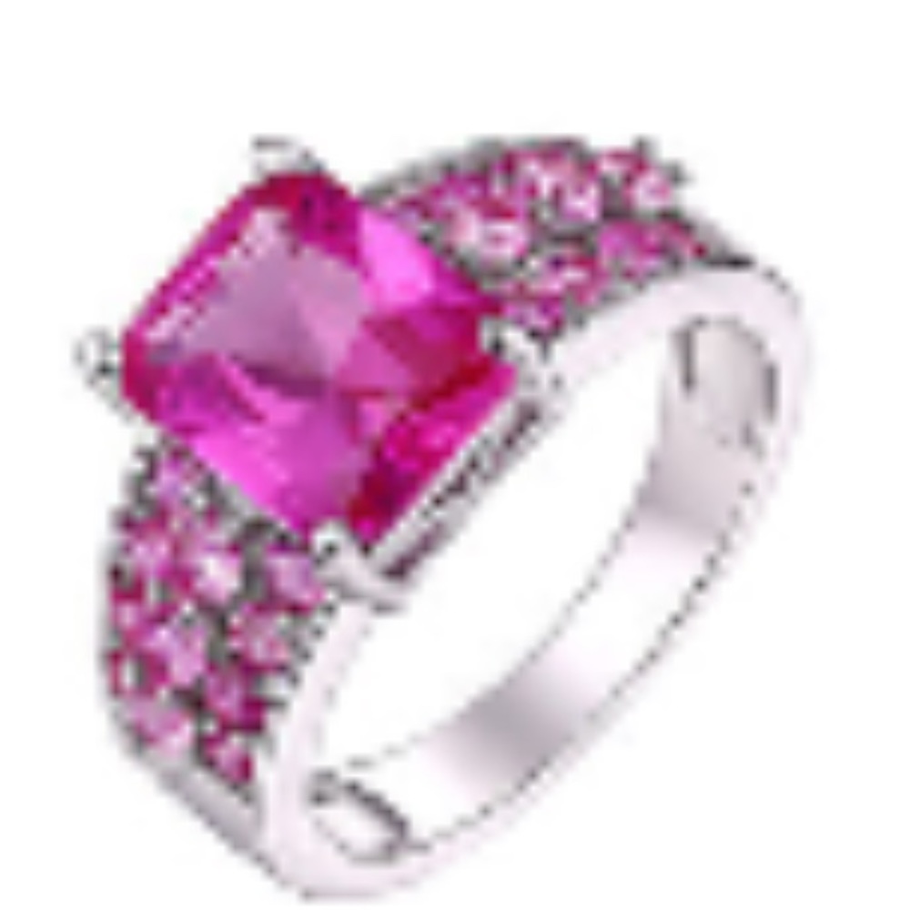 Pink corundum silver tone ring