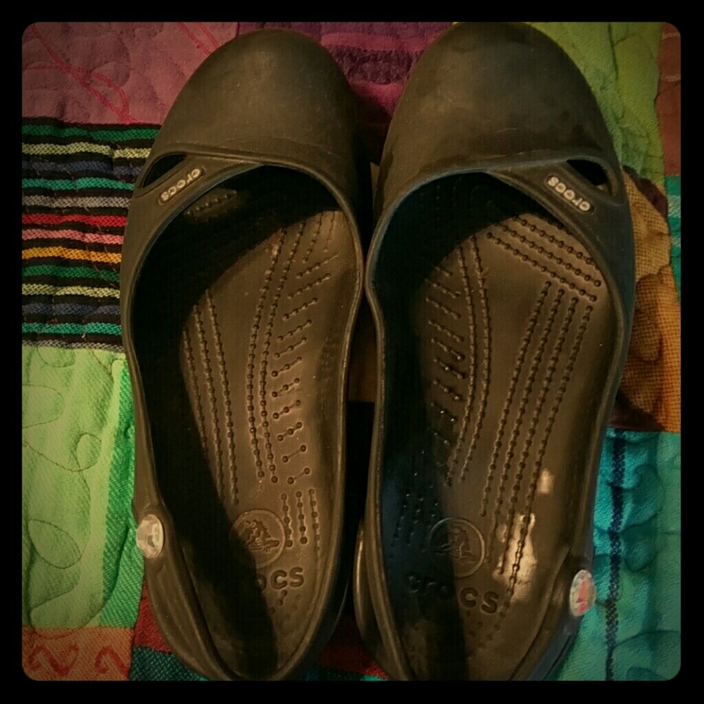 Crocs black slingback flats