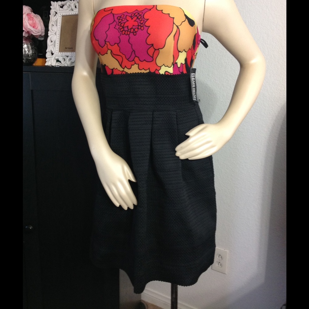 NWT Black Bandage Flare Strapless Dress size XS