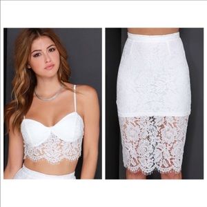 Lulus Ivory lace two piece set