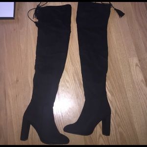 Over the knee black suede boots