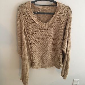 Free People Beige V-Neck Sweater Free People Beige V-Neck Sweater