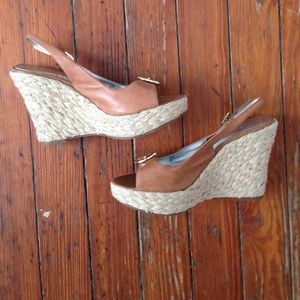 Jessica Simpson brown leather wedges