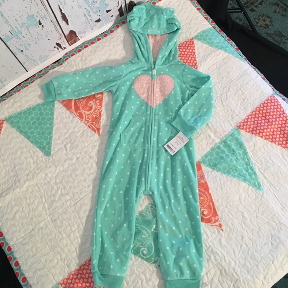💚🐻Carter's Polka Dot OnePiece with Bear Ears🐻💚 - Picture 3 of 5