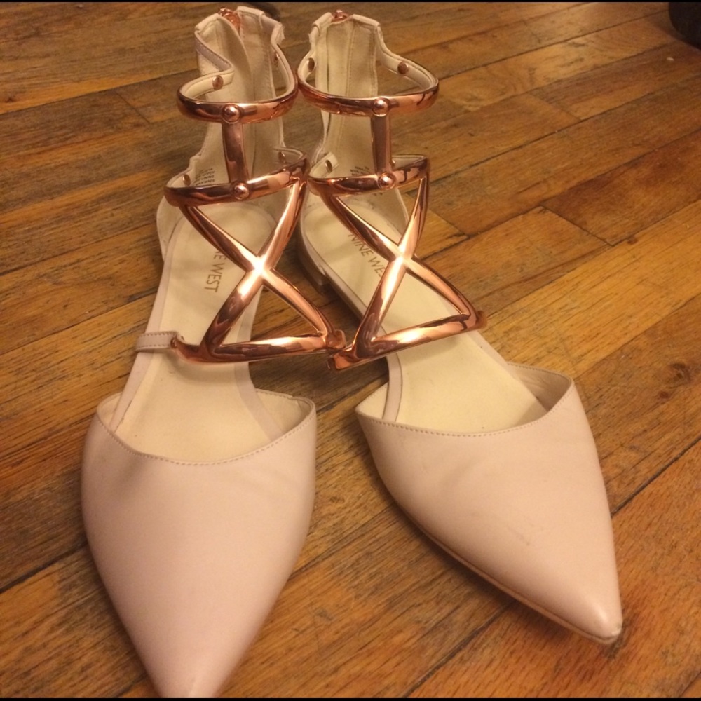 Nine West Rose Gold Accent Cage Flats